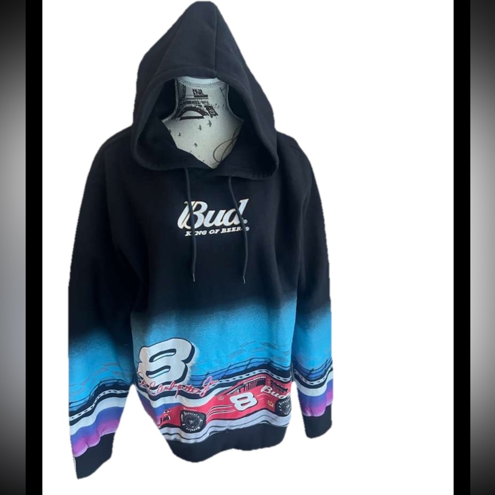 NASCAR Dale Earnhardt Jr #8 Budweiser Hoodie Black Pullover Racing Size Large